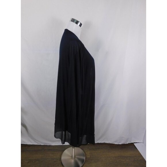 a.n.a A New Approach Cardigan Womens 2X Black Open Front Waterfall Sheer Hem - Picture 6 of 9